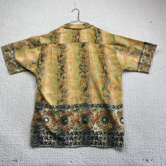 Pineapple Connection Mystic Tribal Shirt Orange Short Sleeve Button Up Sz L - Picture 10 of 14